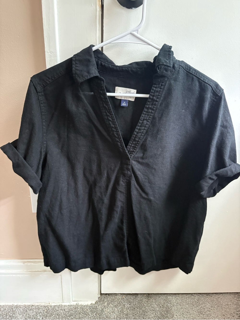 Universal Thread Black Short Sleeve Button-Down Top